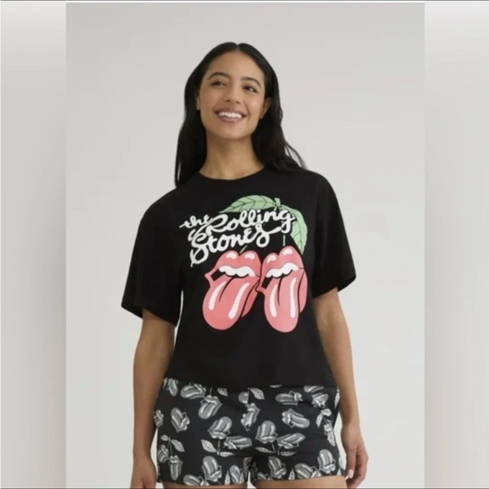 The Rolling Stones Women’s and Women’s Graphic Tee and Fleece Shorts Set Size S
